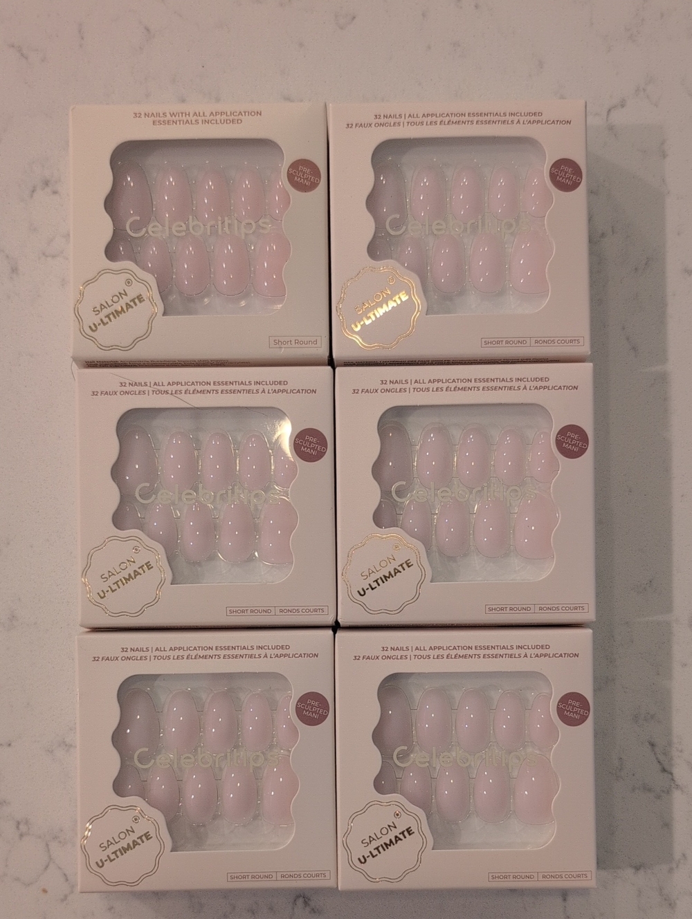 Salon U-Ltimate Soft Pink Press-On Nails - 6 Packs Celebritips Ballerina Petal